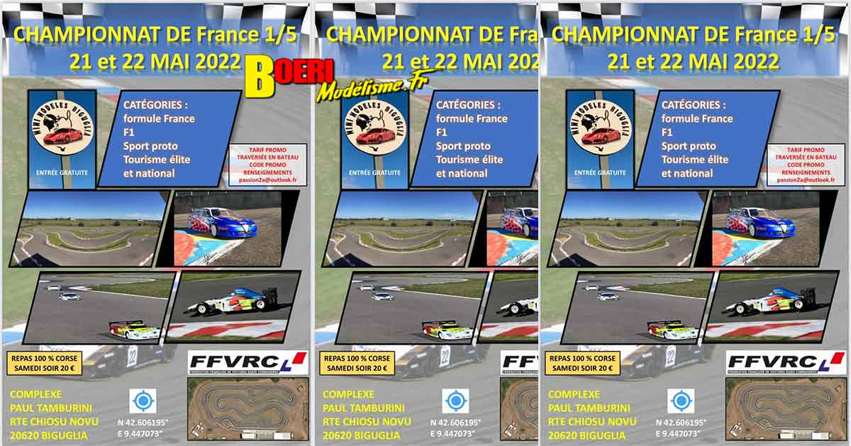 championnat de France piste 1/5 thermique en corse au mini modèles biguglia les 21 et 22 mai 2022