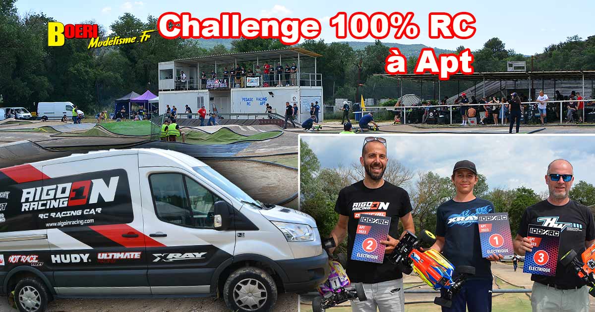 challenge 100% rc 1/8 thermique et électrique à apt club pegase rc racing avec yannick aigoin et maxime noble