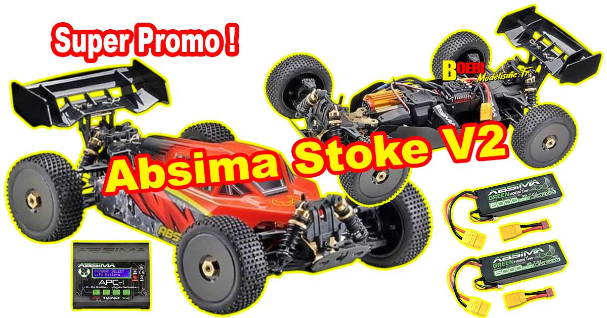 voiture de modélisme Absima Stoke V2 1/8 brushless en pack éco 13100R_packeco 