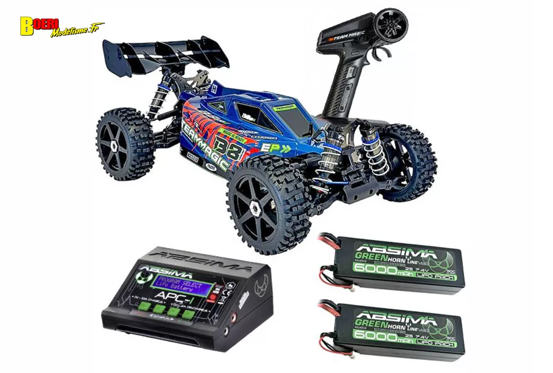 Buggy TT 1/8 Team Magic B8ER II Buggy 1/8 Brushless en Pack Eco Découvrez le Team Magic B8ER II, un buggy RC 1/8 Brushless 4x4.
